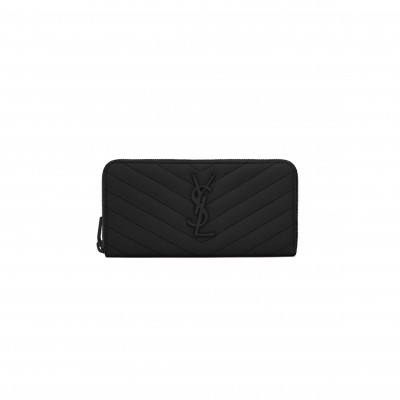 YSL CASSANDRE MATELASSÉ ZIP AROUND WALLET IN GRAIN DE POUDRE LEATHER 358094BOW081000 (19*9.5*2.5cm)